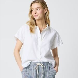 JCrew Factory Women's Short-Sleeve Linen-Blend Button-Up Shirt CK744 Size XS NWT
